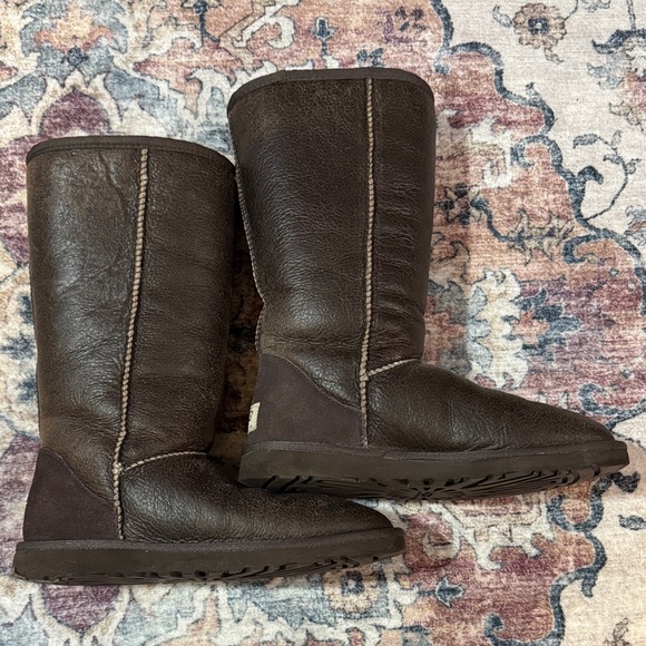 UGG Dark Brown Leather Boots - Picture 8 of 8